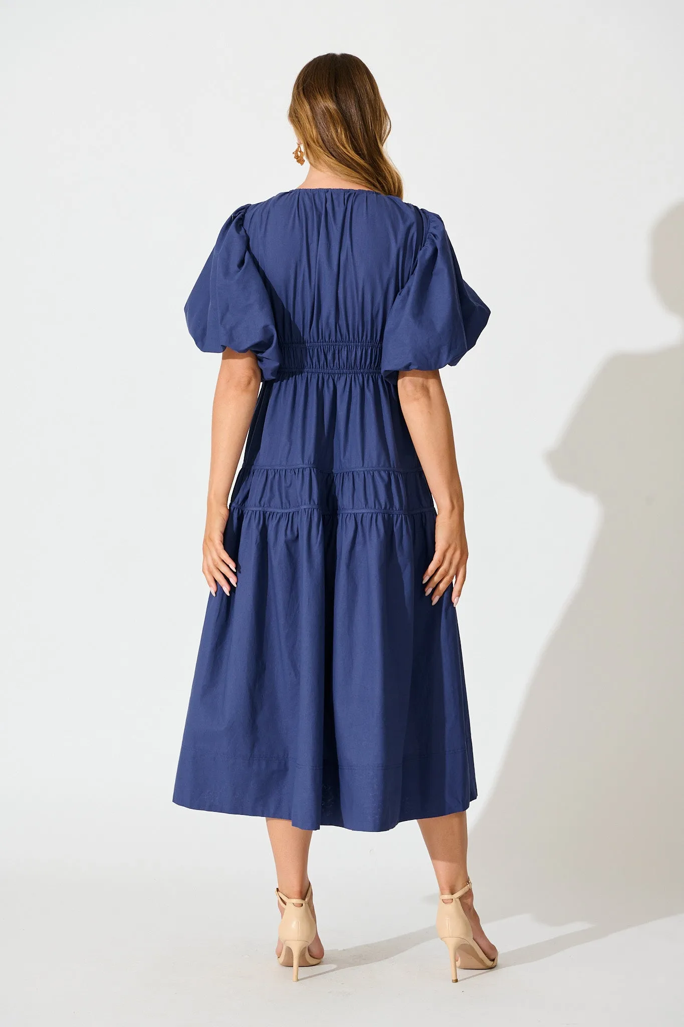 Amalie Midi Dress In Navy Cotton sold by St Frock product image thumbnail 4