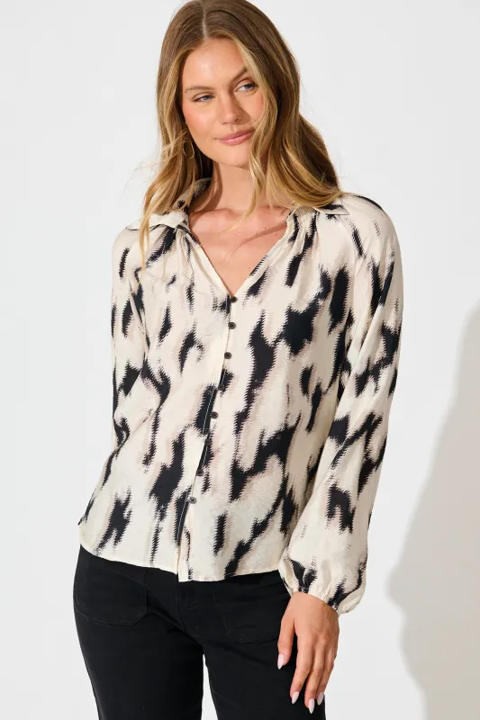 Rhythm Shirt in Cream with Black Print sold by St Frock