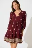 Byron Dress in Wine with Cream Embroidery sold by St Frock