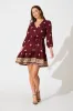 Byron Dress in Wine with Cream Embroidery sold by St Frock