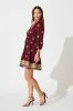Byron Dress in Wine with Cream Embroidery sold by St Frock