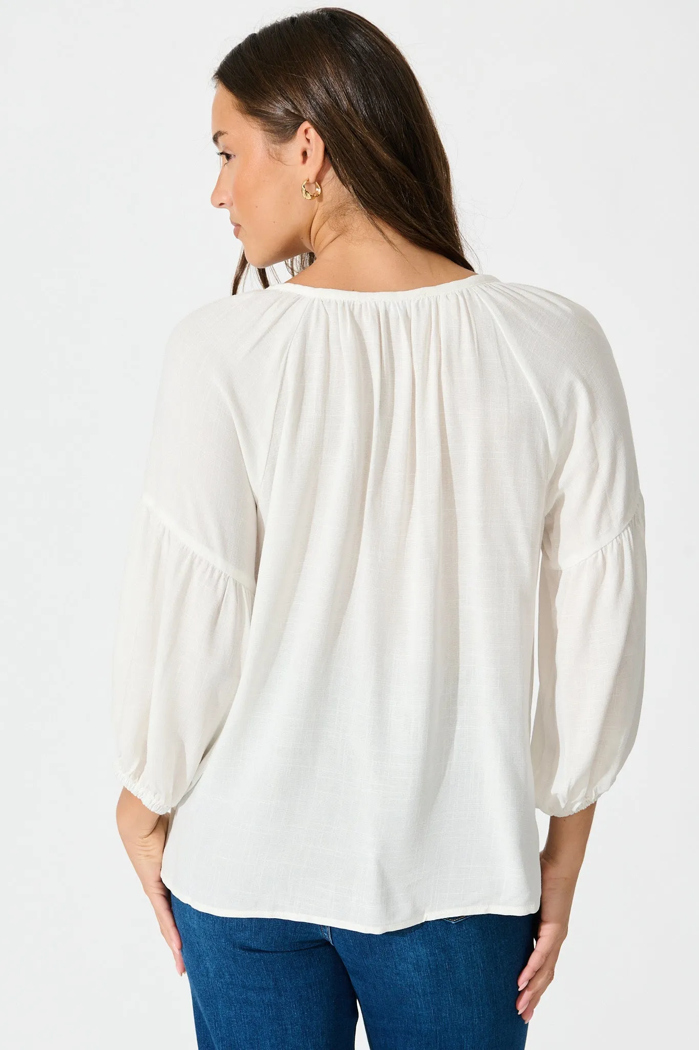 Tasha Top in White with Floral Embroidery sold by St Frock product image thumbnail 3