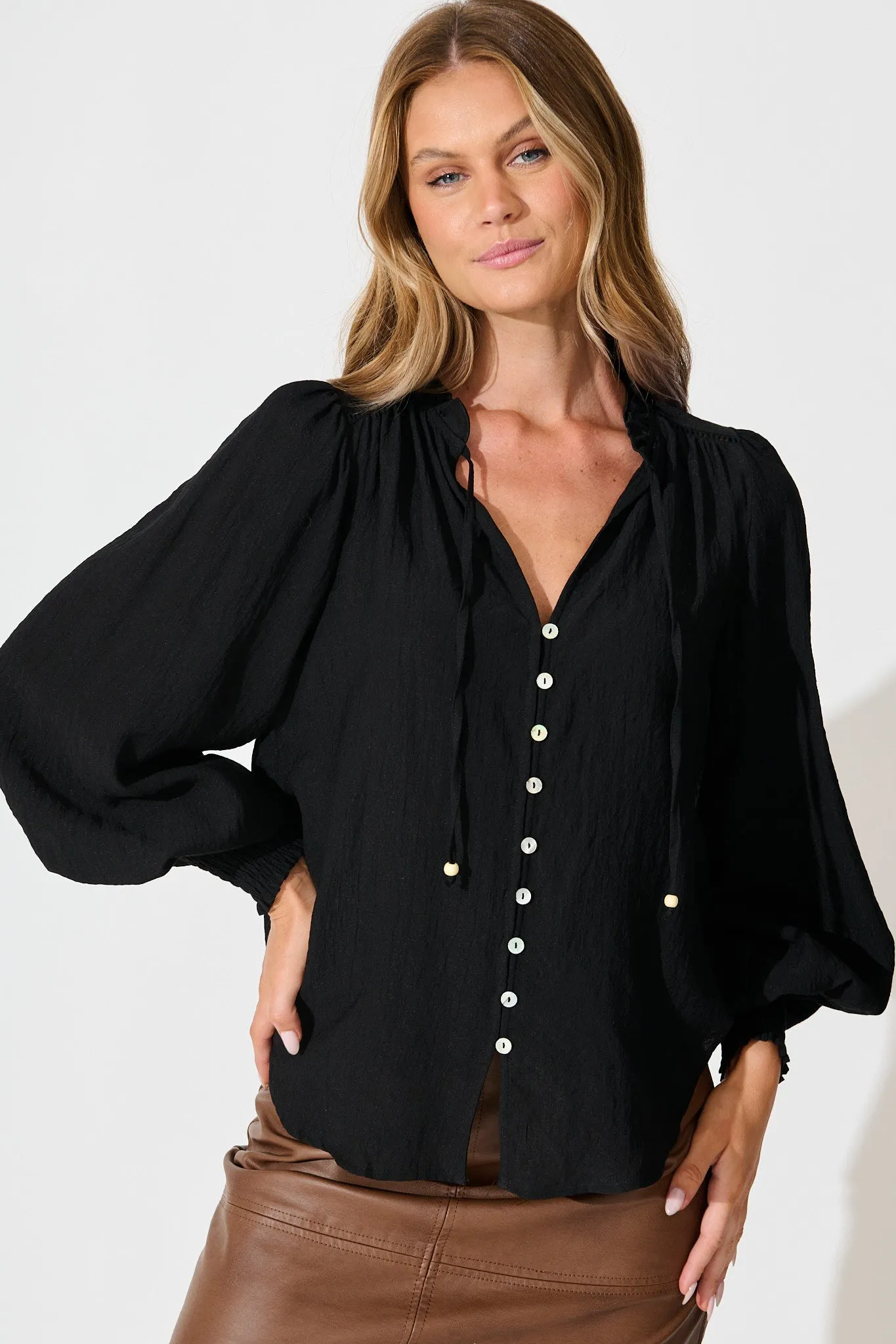Solara Top in Black sold by St Frock