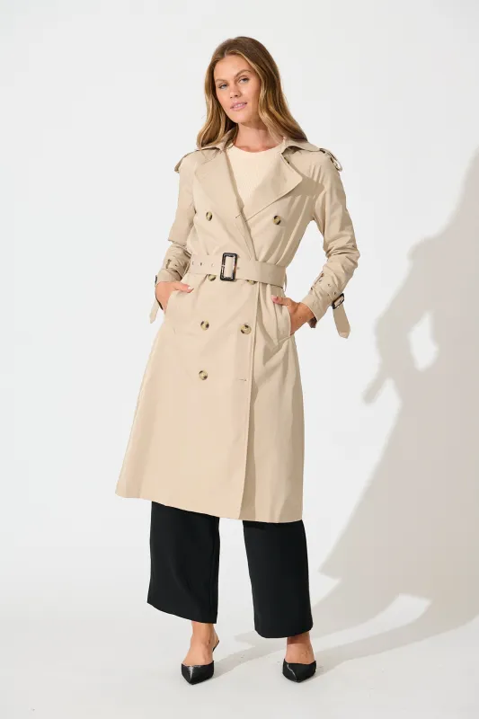 The Signature Midi Trench Coat in Beige sold by St Frock