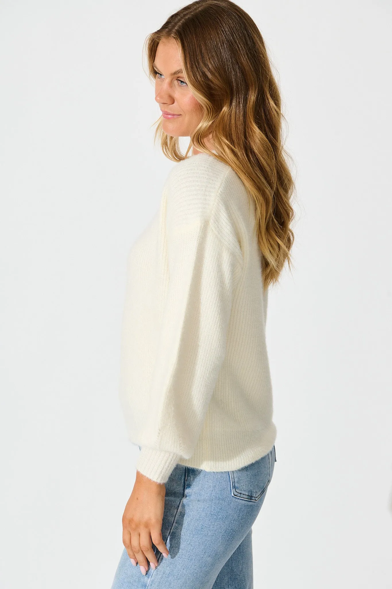 Arla Knit In White Wool Blend sold by St Frock product image thumbnail 2