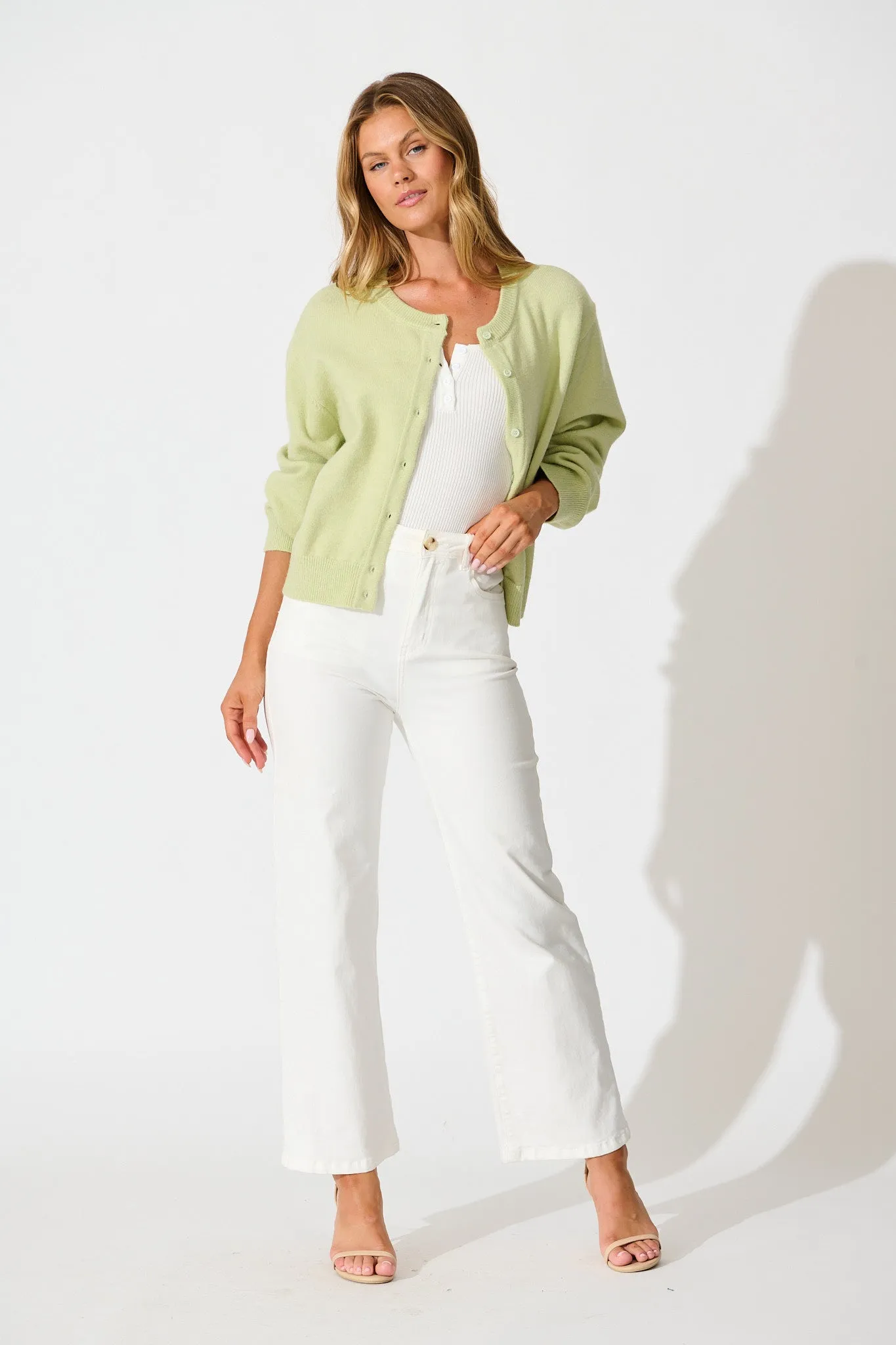 Astrid Knit Cardigan In Mint Wool Blend sold by St Frock product image thumbnail 4