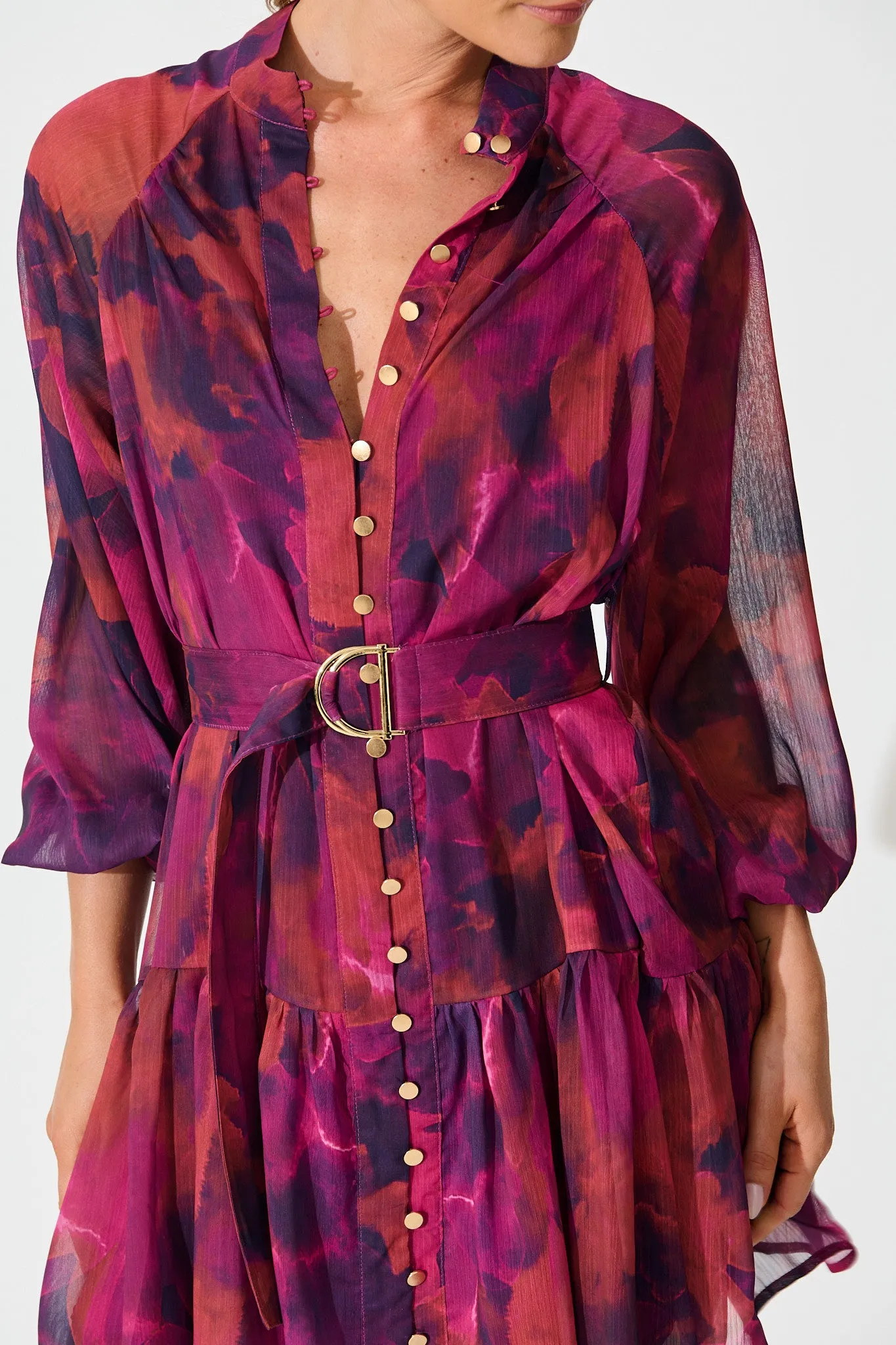 Mica Dress in Purple Watercolour Chiffon sold by St Frock product image thumbnail 5