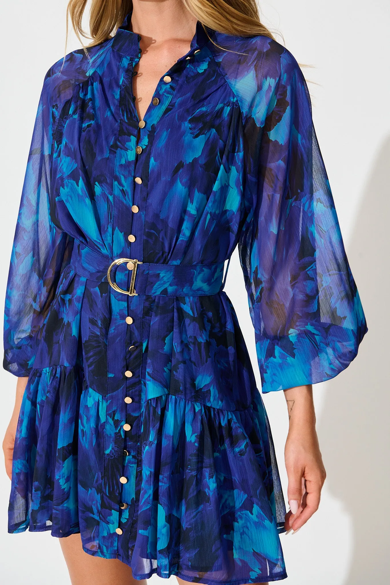 Mica Dress in Blue Watercolour Chiffon sold by St Frock product image thumbnail 5