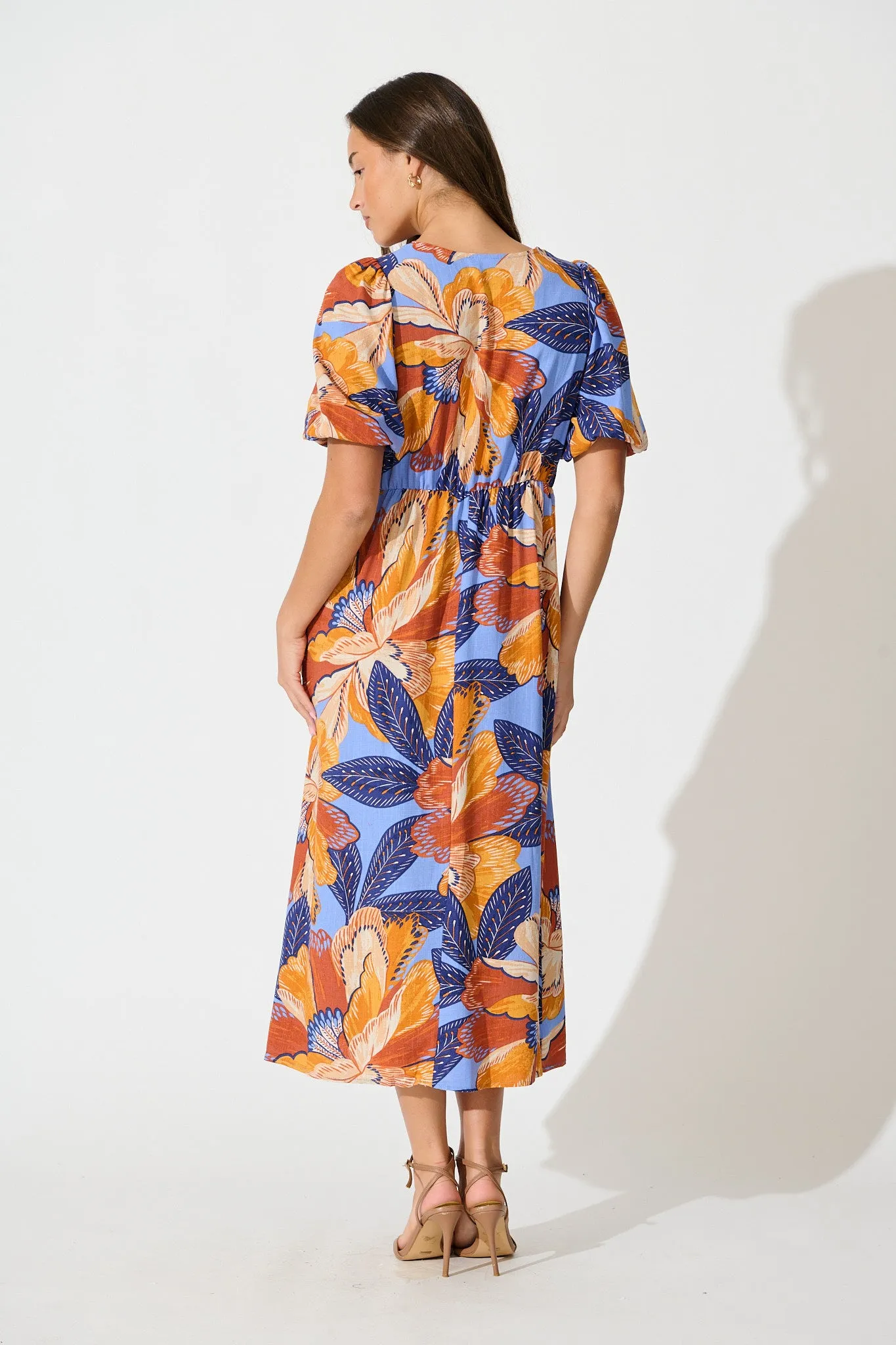 Calissa Midi Dress in Multi Print Linen Blend sold by St Frock product image thumbnail 4