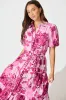 Audrey Maxi Shirt Dress in Pink Floral sold by St Frock