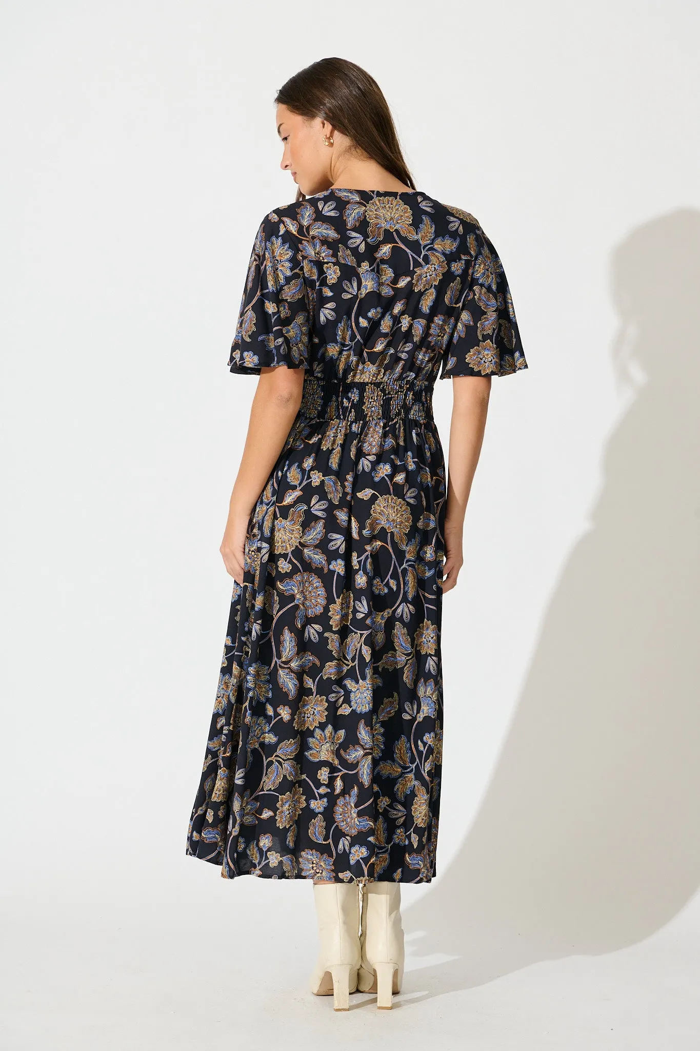 Beatrice Maxi Dress in Black Floral sold by St Frock product image thumbnail 4