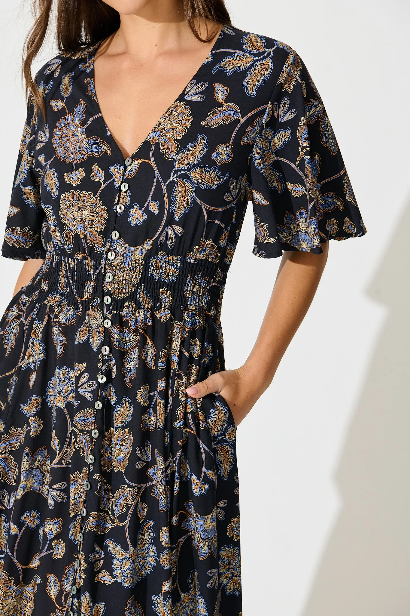 Beatrice Maxi Dress in Black Floral sold by St Frock product image thumbnail 5
