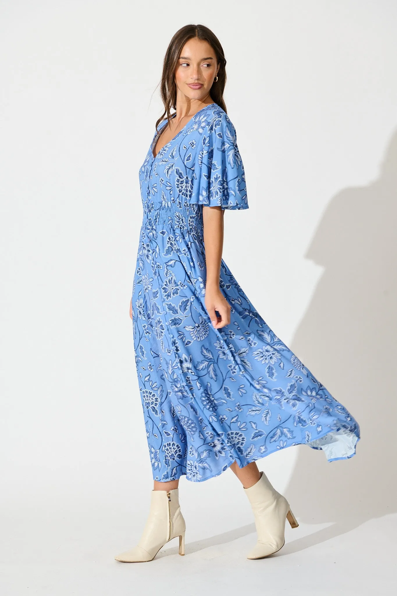 Beatrice Maxi Dress in Blue Floral sold by St Frock product image thumbnail 3