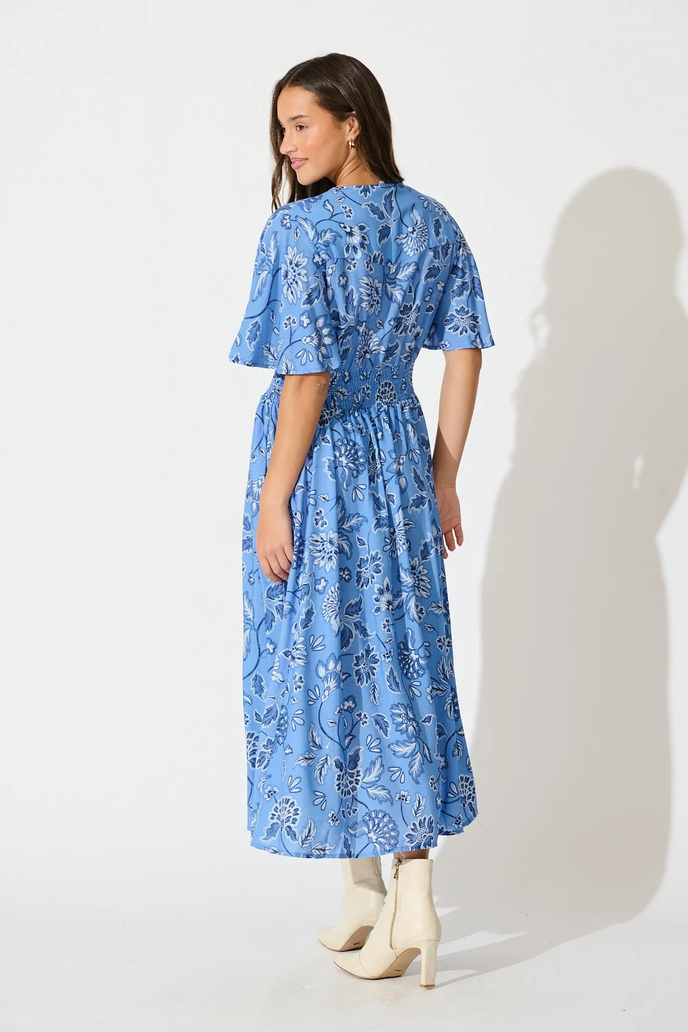Beatrice Maxi Dress in Blue Floral sold by St Frock product image thumbnail 4
