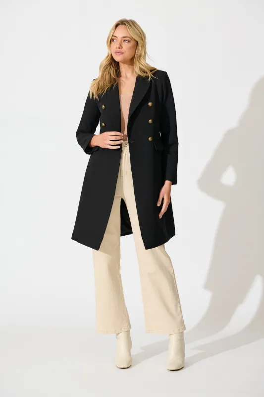 Kendall Coat in Black sold by St Frock