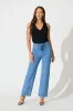 Tied Up High Rise Wide Leg Jean in Mid Blue Denim sold by St Frock