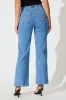 Tied Up High Rise Wide Leg Jean in Mid Blue Denim sold by St Frock