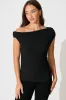Alma Top in Black Textured Jersey sold by St Frock