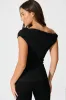 Alma Top in Black Textured Jersey sold by St Frock