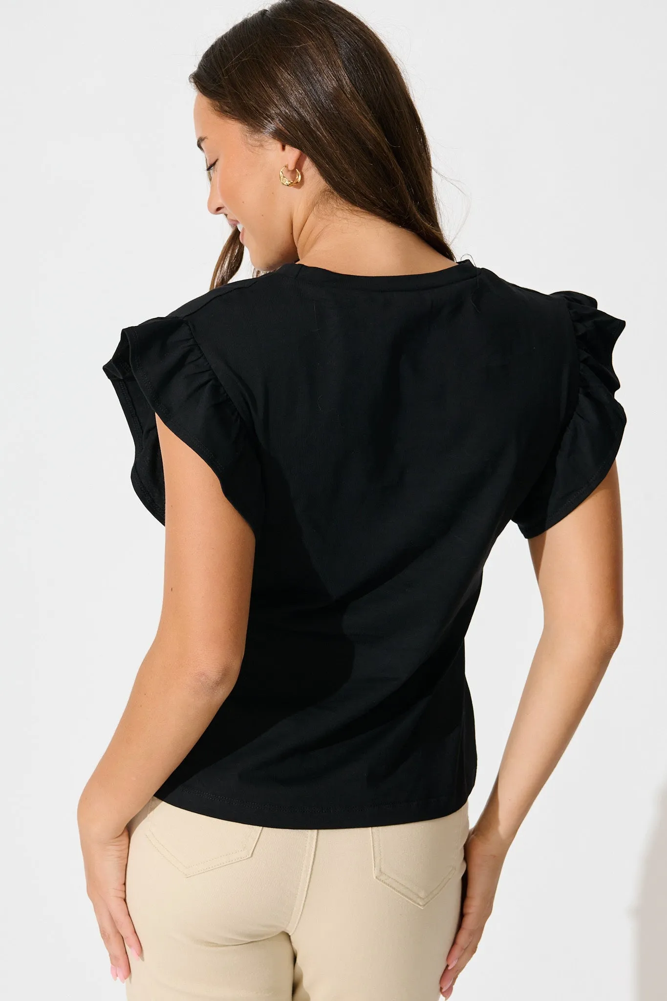 Joyce Top in Black Cotton sold by St Frock product image thumbnail 3