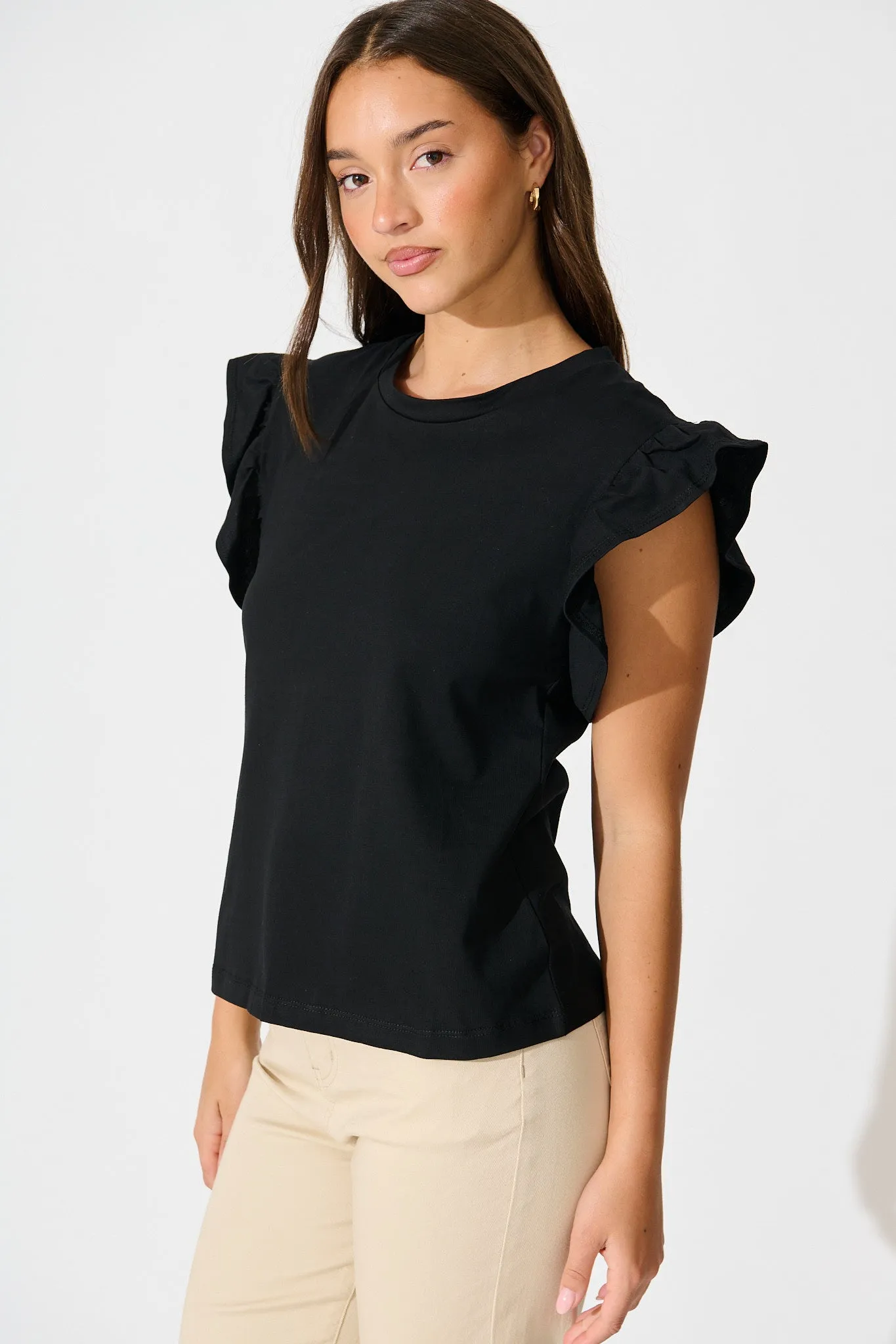Joyce Top in Black Cotton sold by St Frock product image thumbnail 2