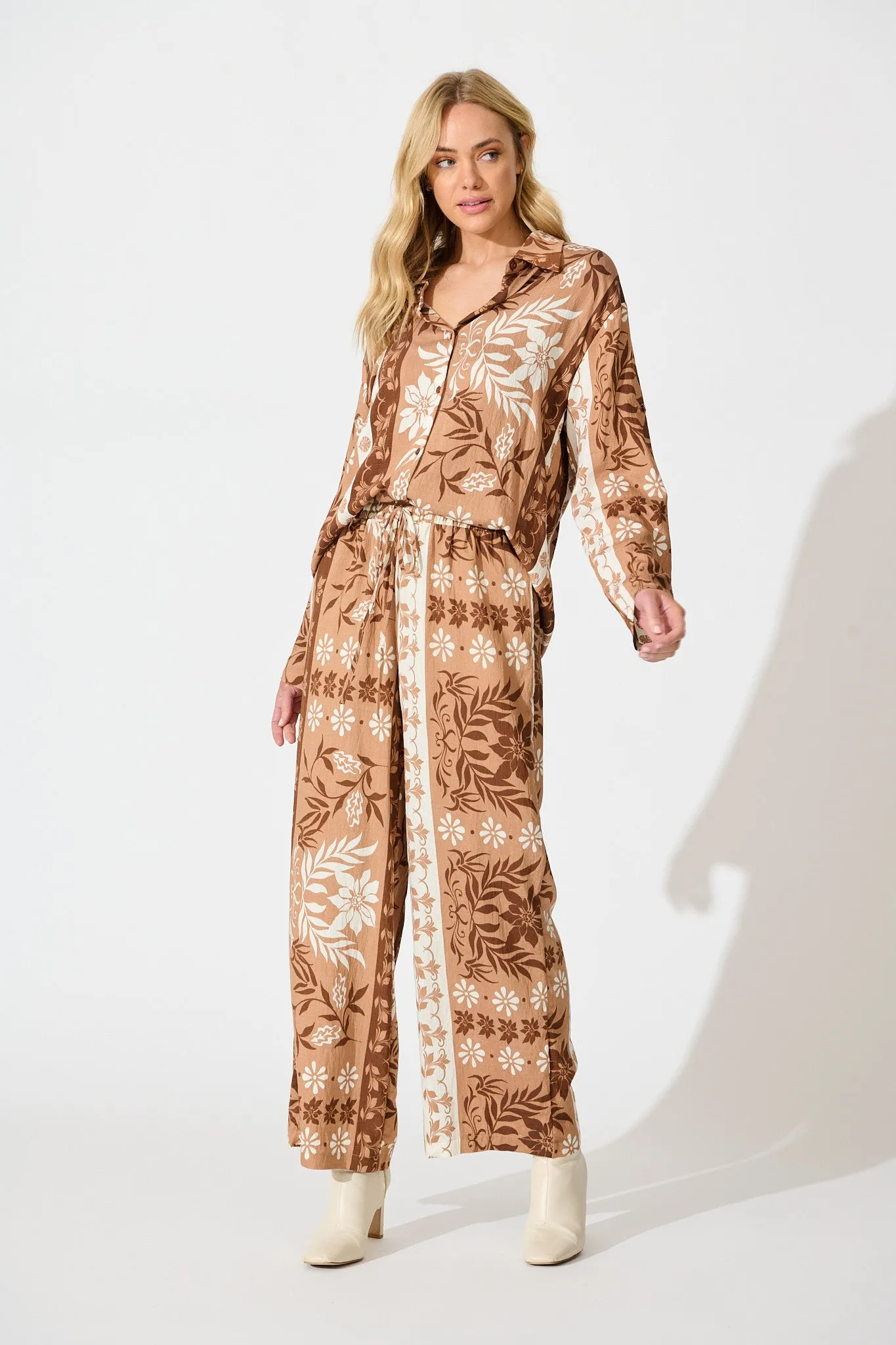 Danbury Pant in Brown and White Print sold by St Frock product image thumbnail 5