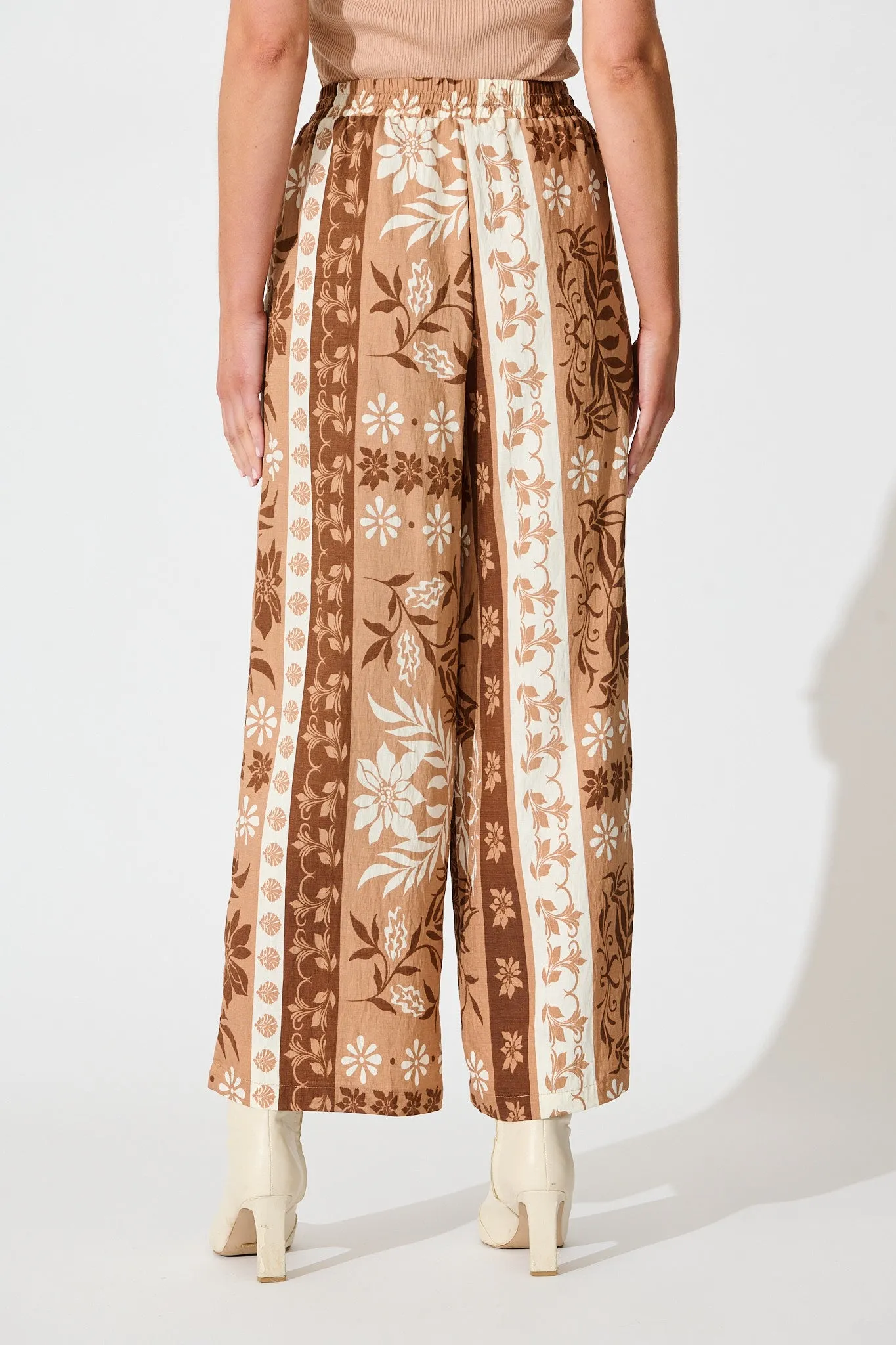 Danbury Pant in Brown and White Print sold by St Frock product image thumbnail 3