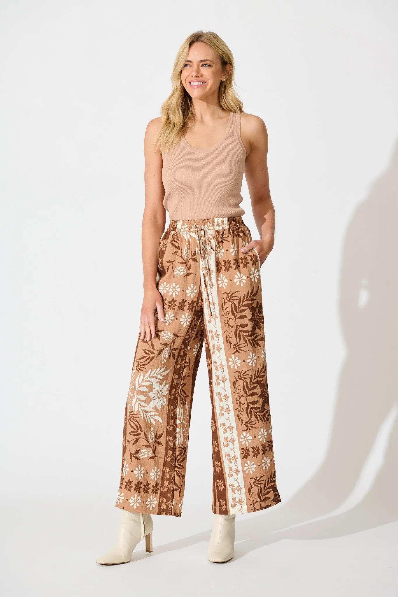 Danbury Pant in Brown and White Print sold by St Frock product image thumbnail 4