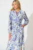Marnie Midi Dress in White and Blue Print sold by St Frock