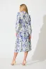 Marnie Midi Dress in White and Blue Print sold by St Frock