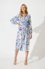 Marnie Midi Dress in White and Blue Print sold by St Frock