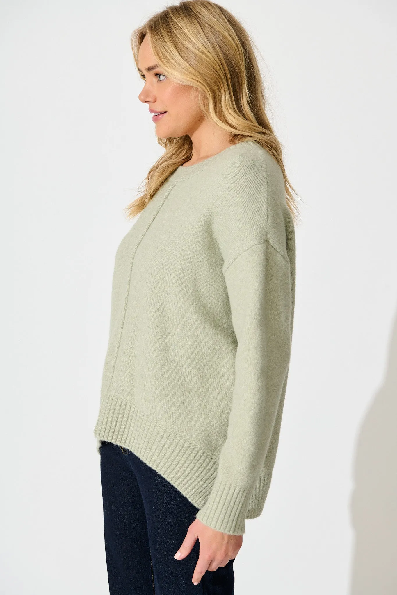 Ashton Knit in Sage Wool Blend sold by St Frock product image thumbnail 2