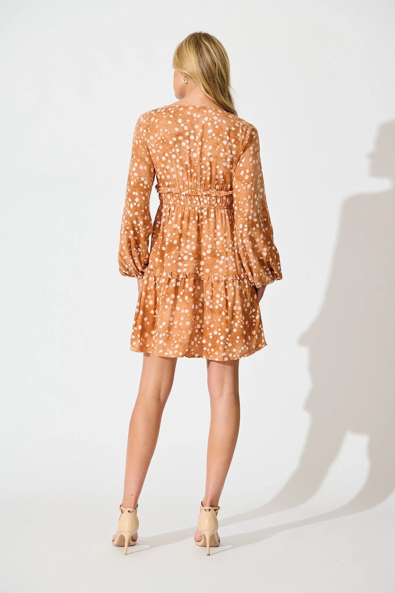 Trixie Dress in Tan with Cream Spot sold by St Frock product image thumbnail 4