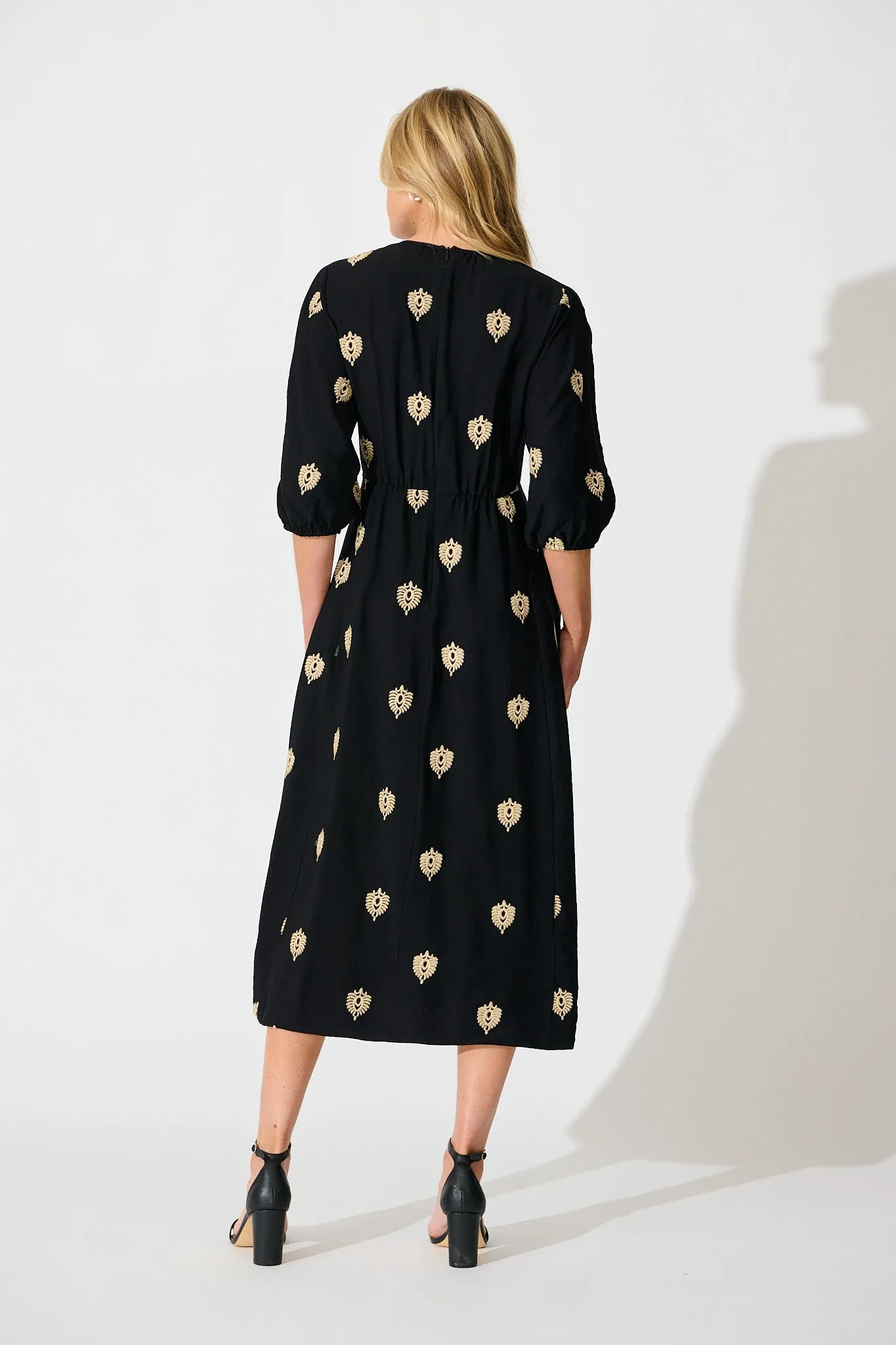 Janelle Midi Dress in Black Embroidery sold by St Frock product image thumbnail 4