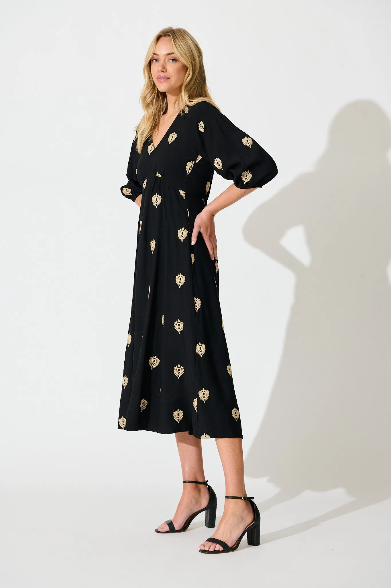 Janelle Midi Dress in Black Embroidery sold by St Frock product image thumbnail 3
