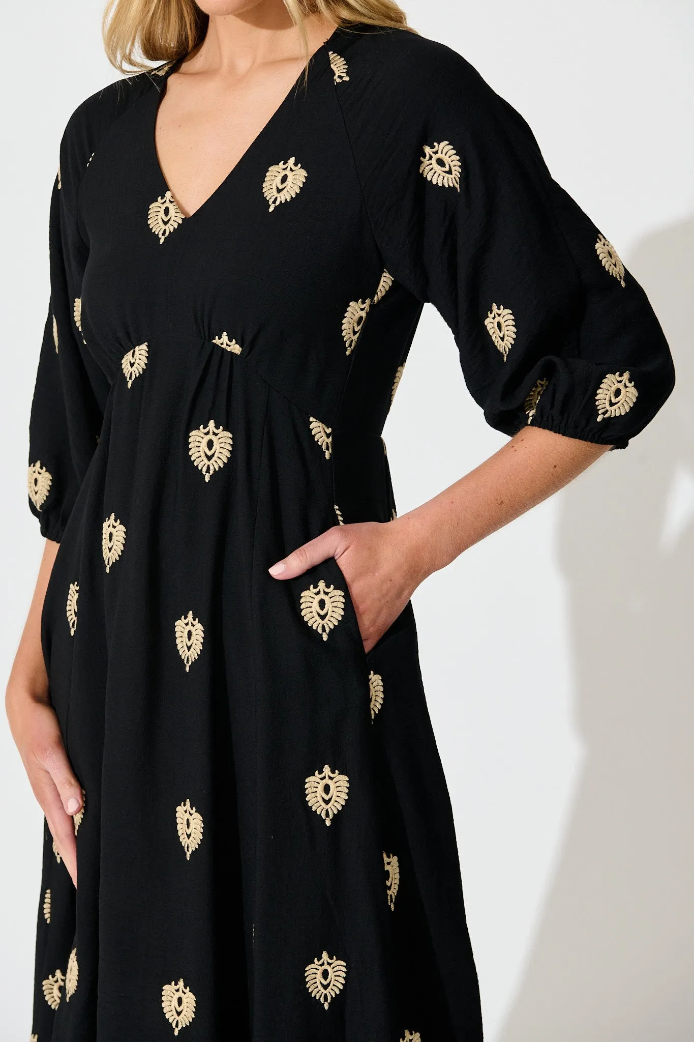 Janelle Midi Dress in Black Embroidery sold by St Frock product image thumbnail 5