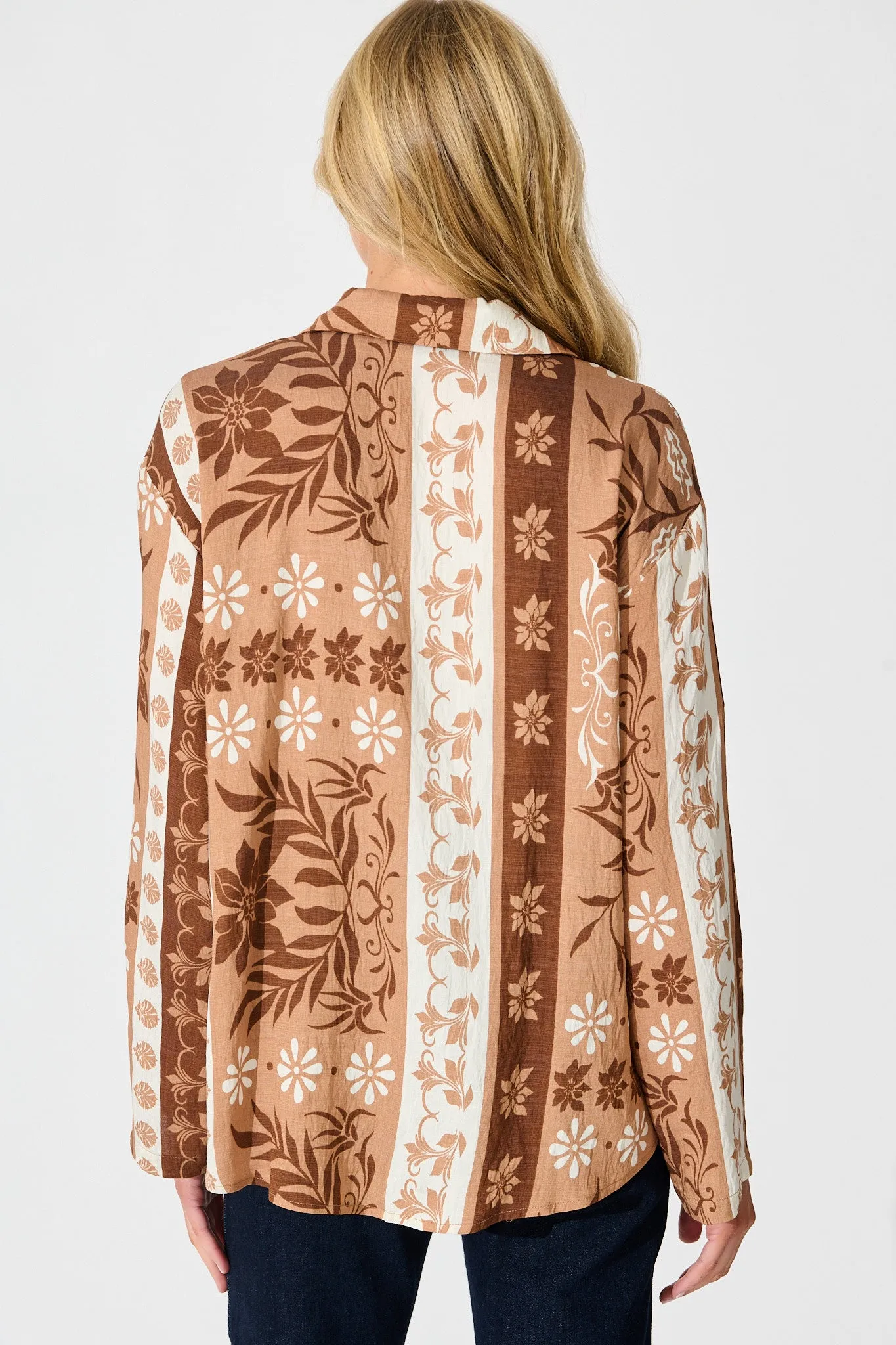Ronika Shirt in Brown and White Print sold by St Frock product image thumbnail 3