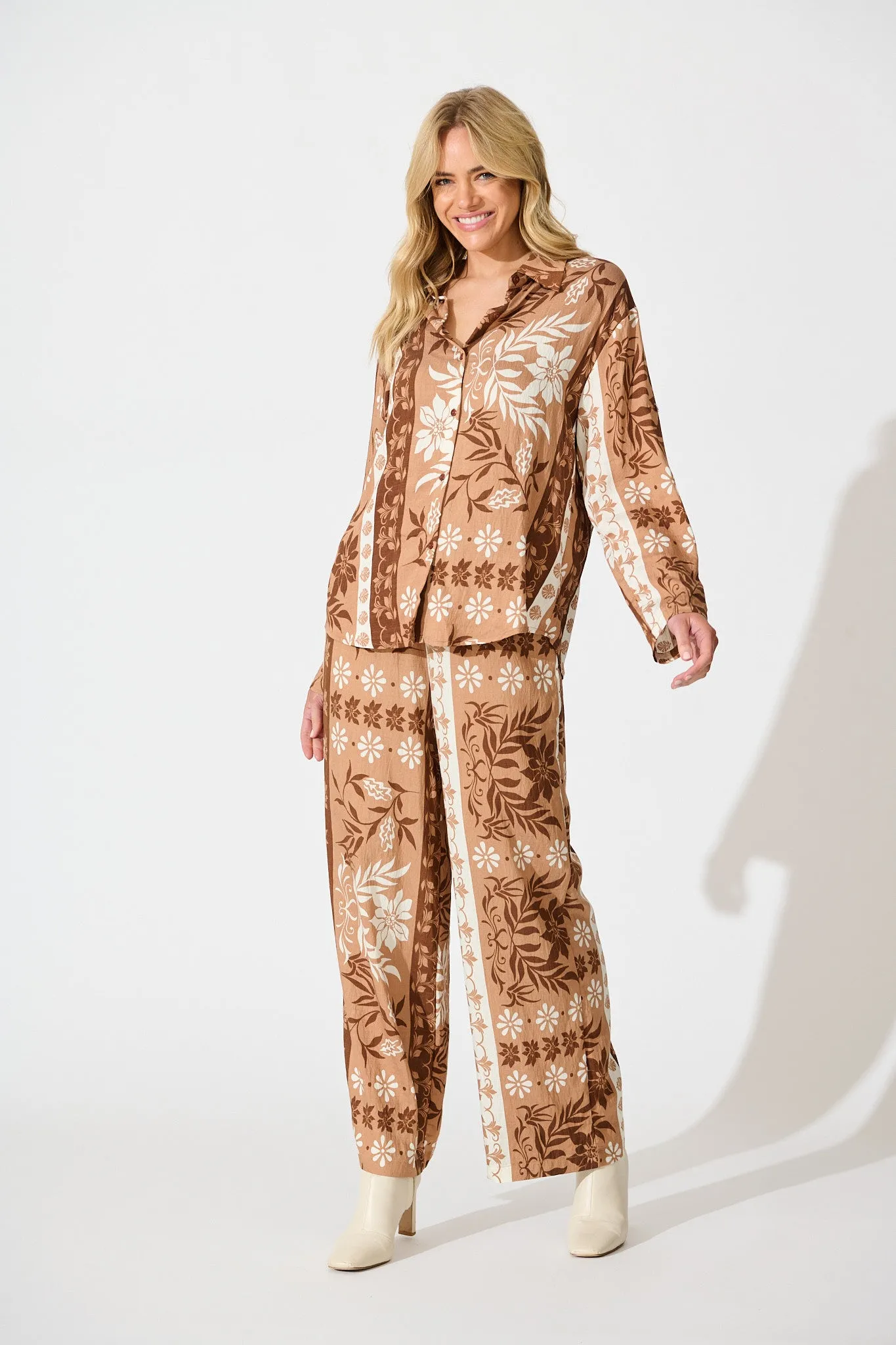 Ronika Shirt in Brown and White Print sold by St Frock product image thumbnail 5