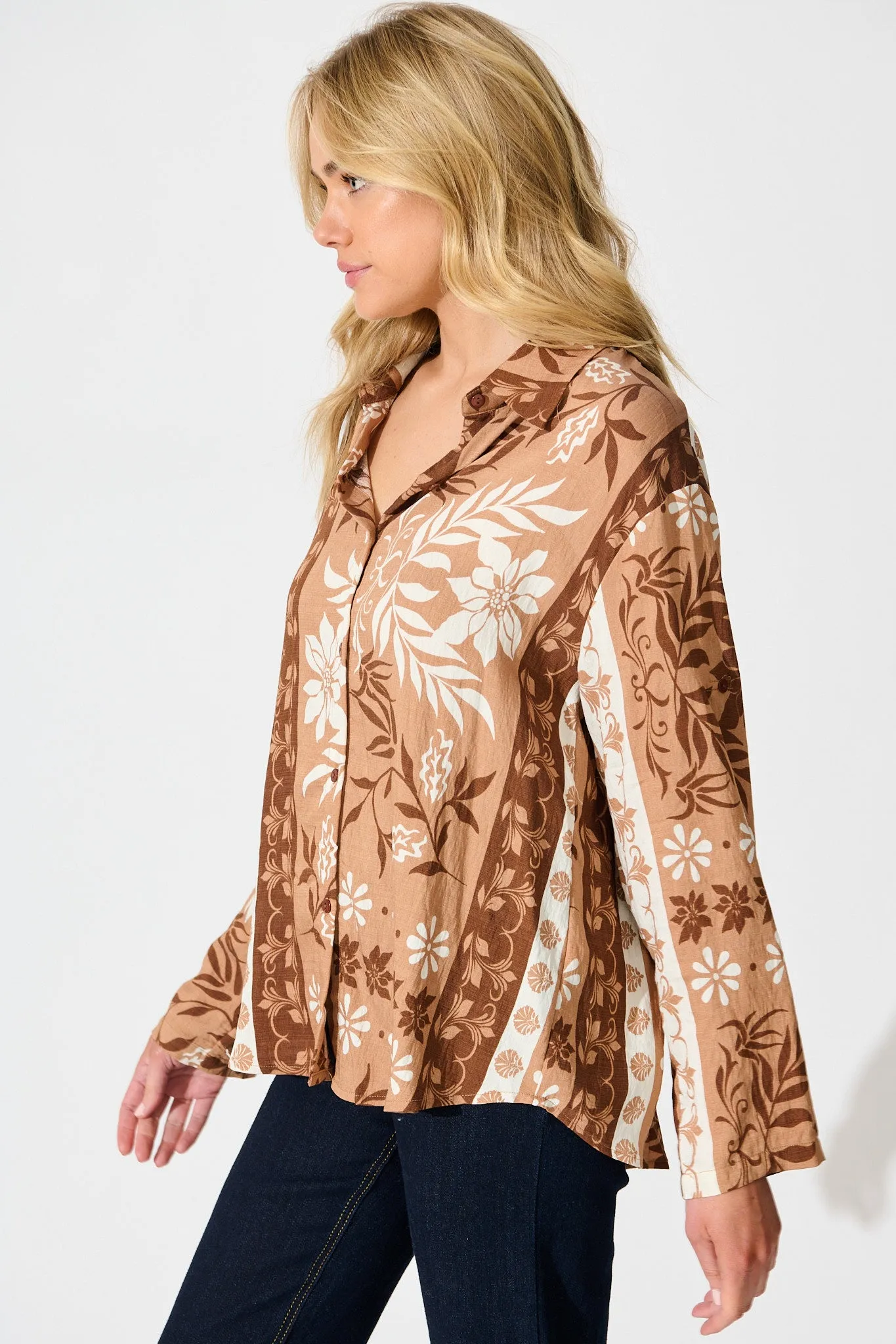 Ronika Shirt in Brown and White Print sold by St Frock product image thumbnail 2