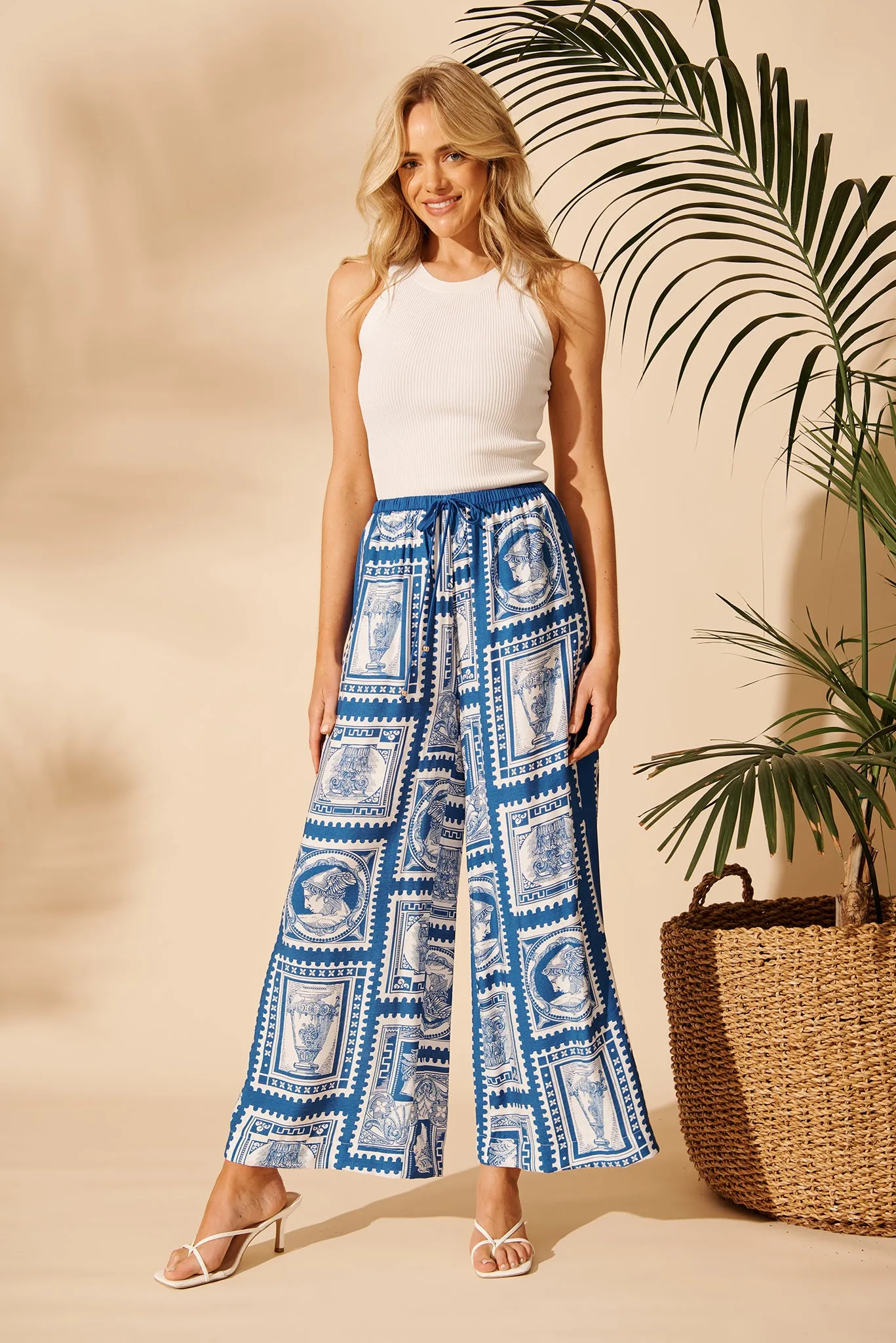 Romeo Pant in Blue with White Stamp Print sold by St Frock product image thumbnail 2