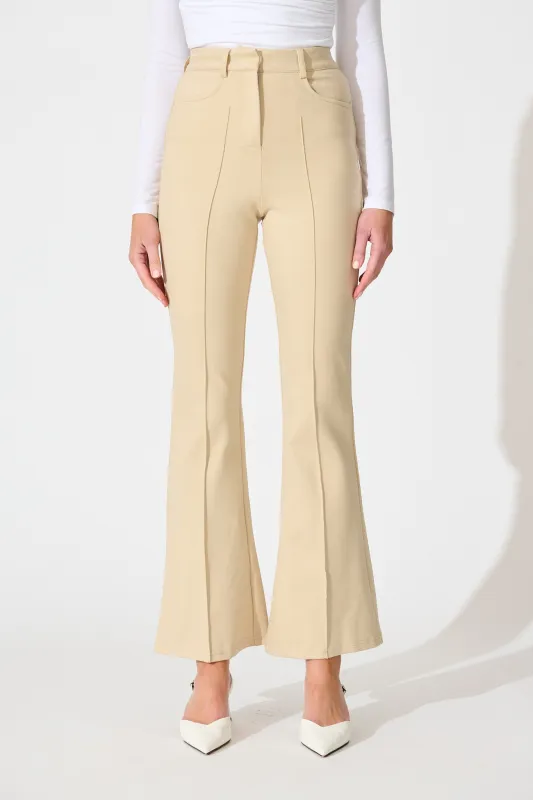 Workflow Stretch Pintuck Pant in Beige sold by St Frock