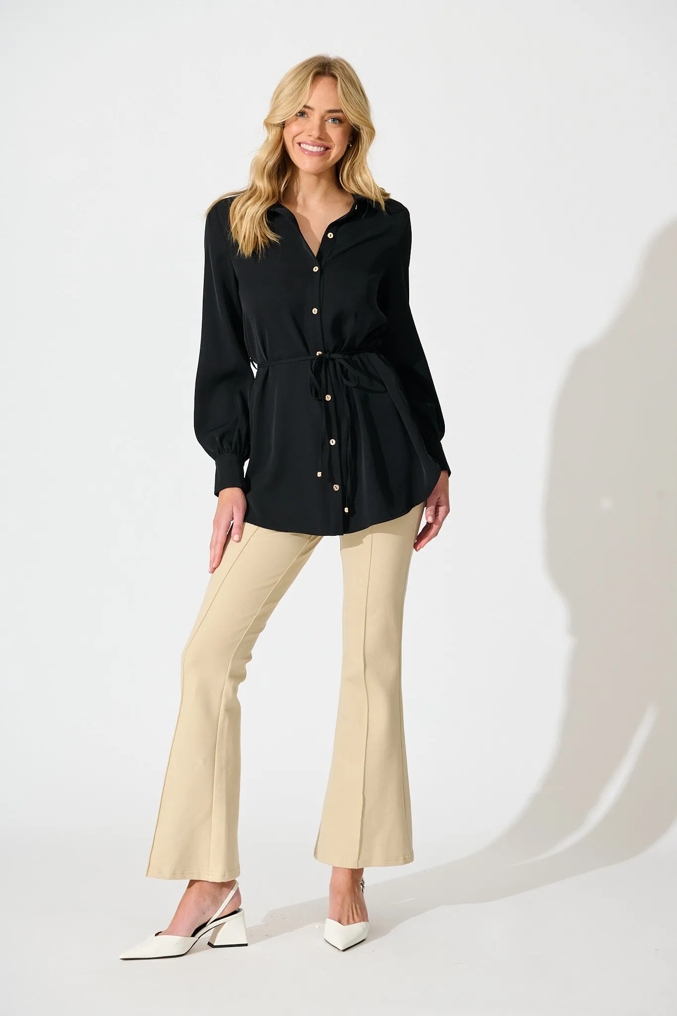 Workflow Stretch Pintuck Pant in Beige sold by St Frock product image thumbnail 5