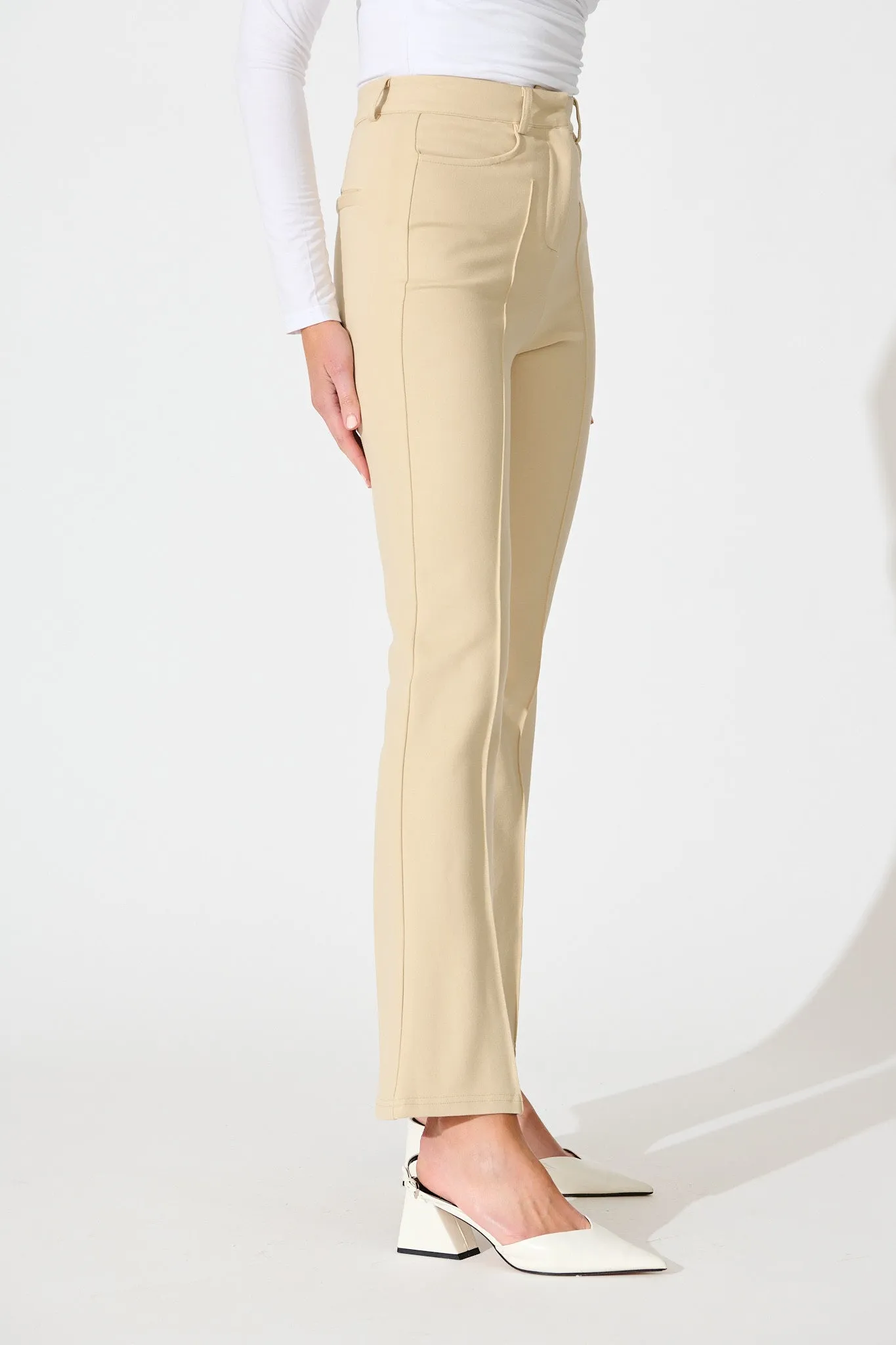 Workflow Stretch Pintuck Pant in Beige sold by St Frock product image thumbnail 2