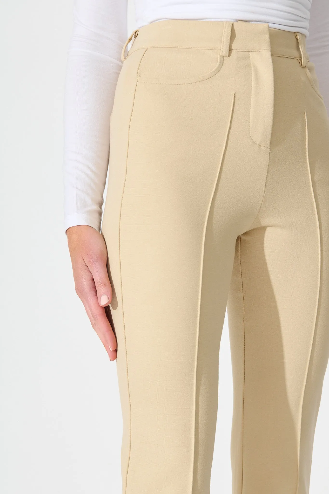 Workflow Stretch Pintuck Pant in Beige sold by St Frock product image thumbnail 4