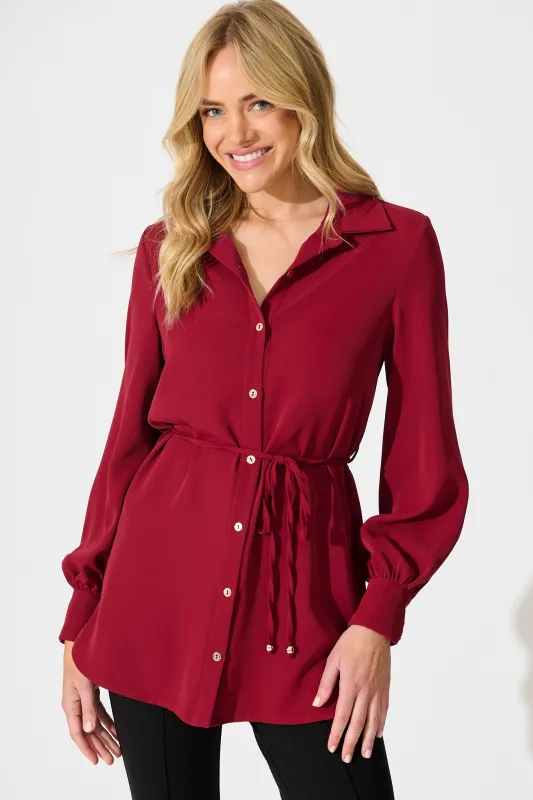 Office Muse Shirt in Wine sold by St Frock