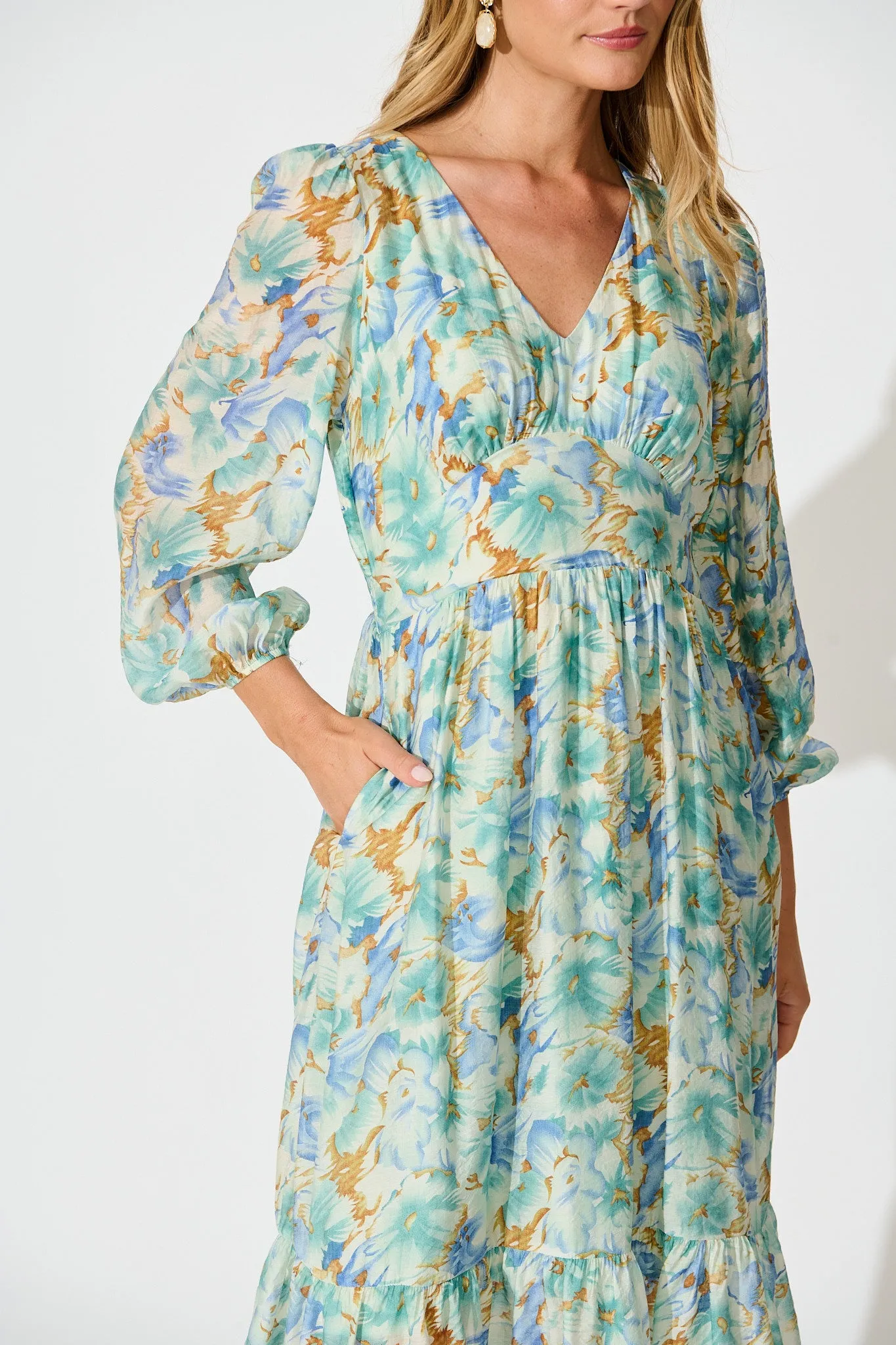 Marrakesh Midi Dress in Green Floral sold by St Frock product image thumbnail 5