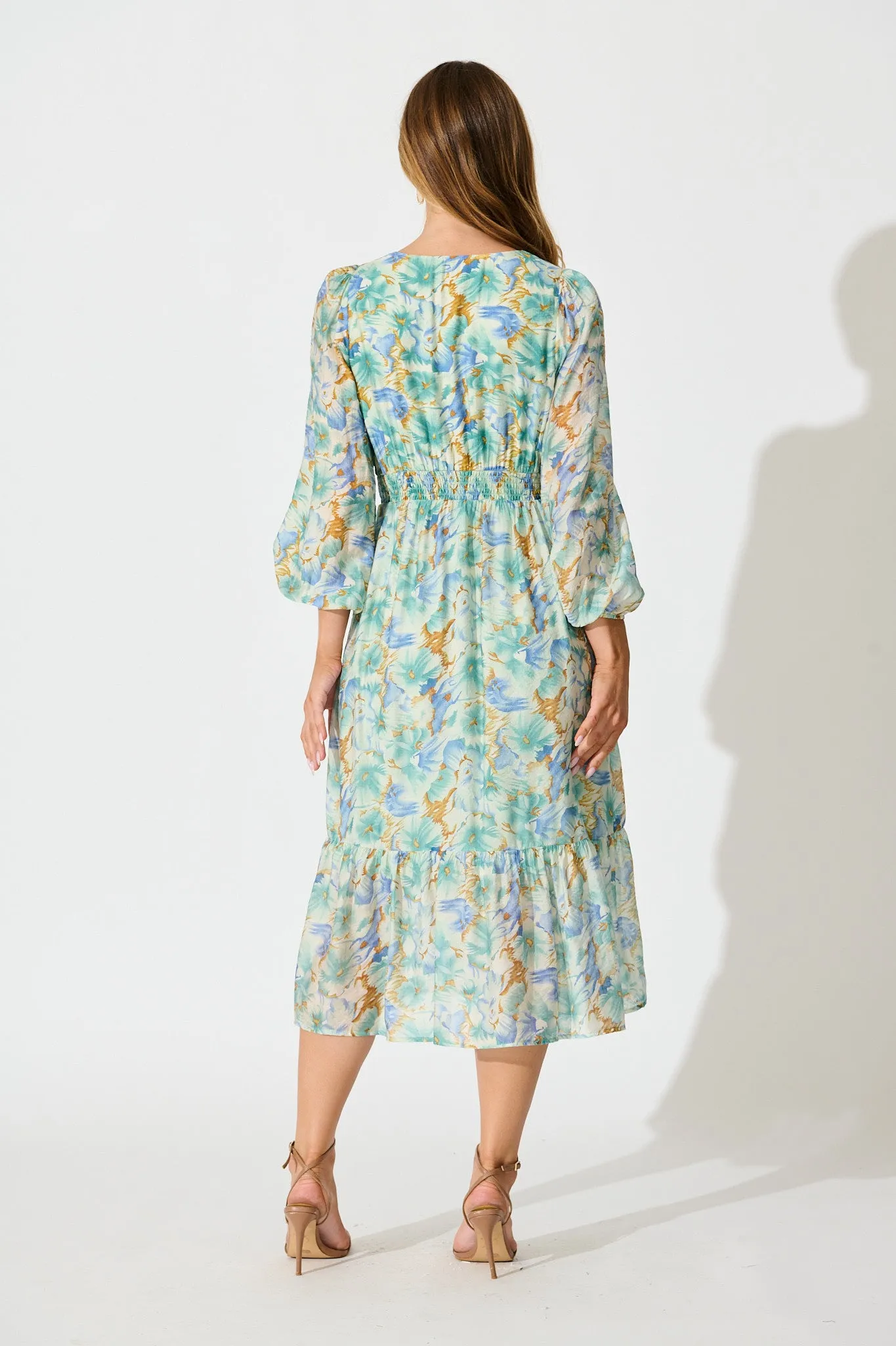 Marrakesh Midi Dress in Green Floral sold by St Frock product image thumbnail 4