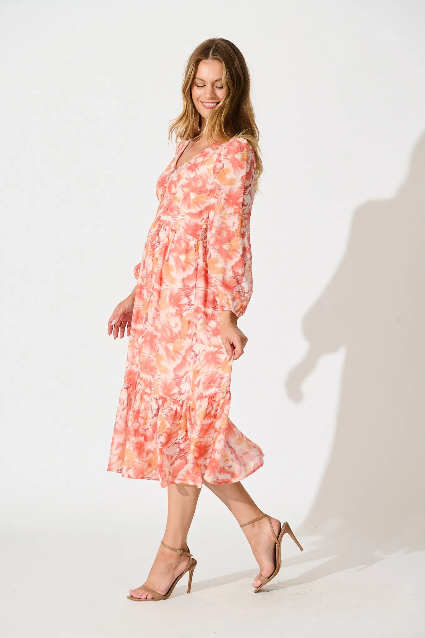 Marrakesh Midi Dress in Tangerine Floral sold by St Frock product image thumbnail 3