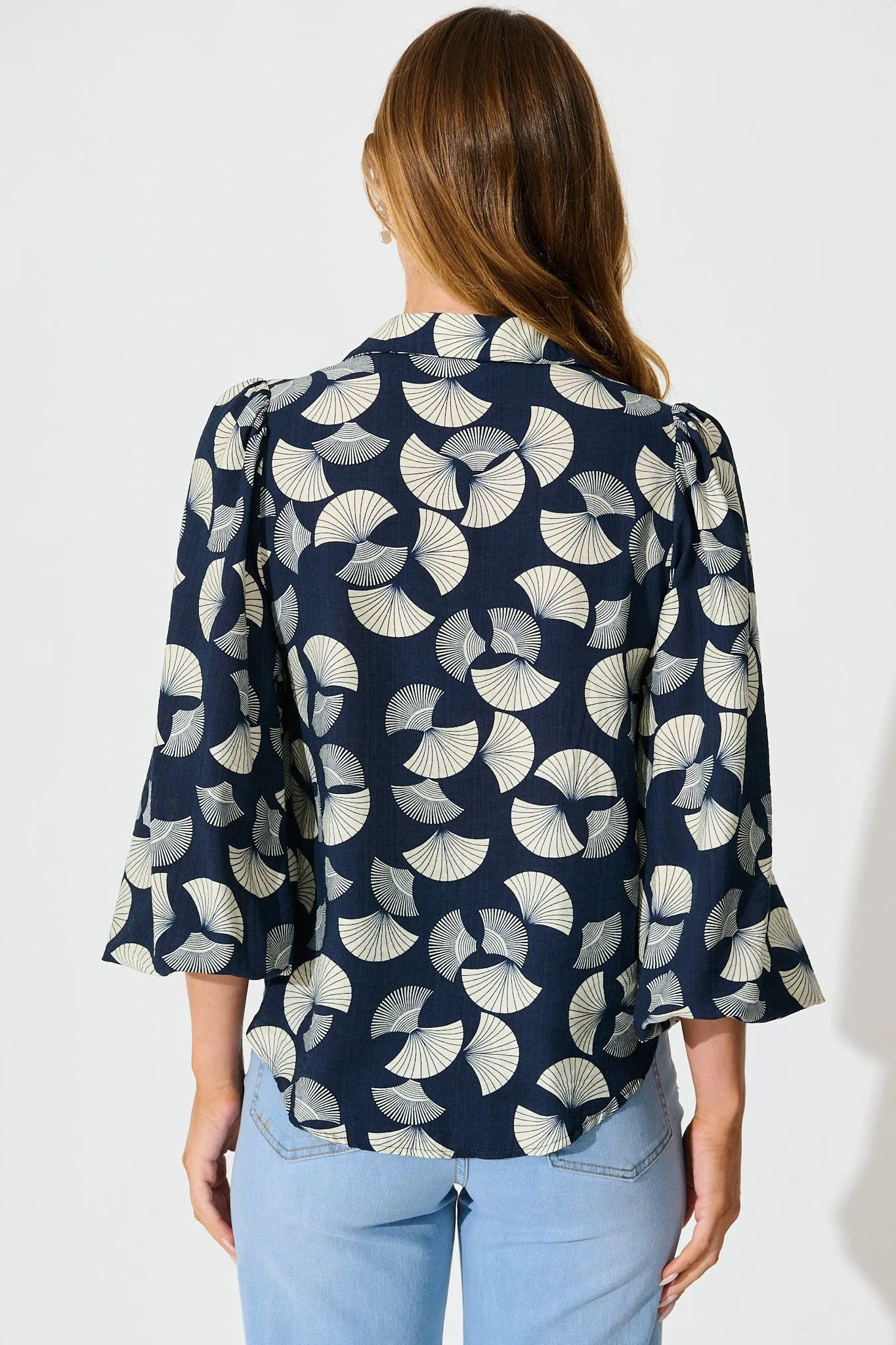Keegan Shirt in Navy with White Print sold by St Frock product image thumbnail 3