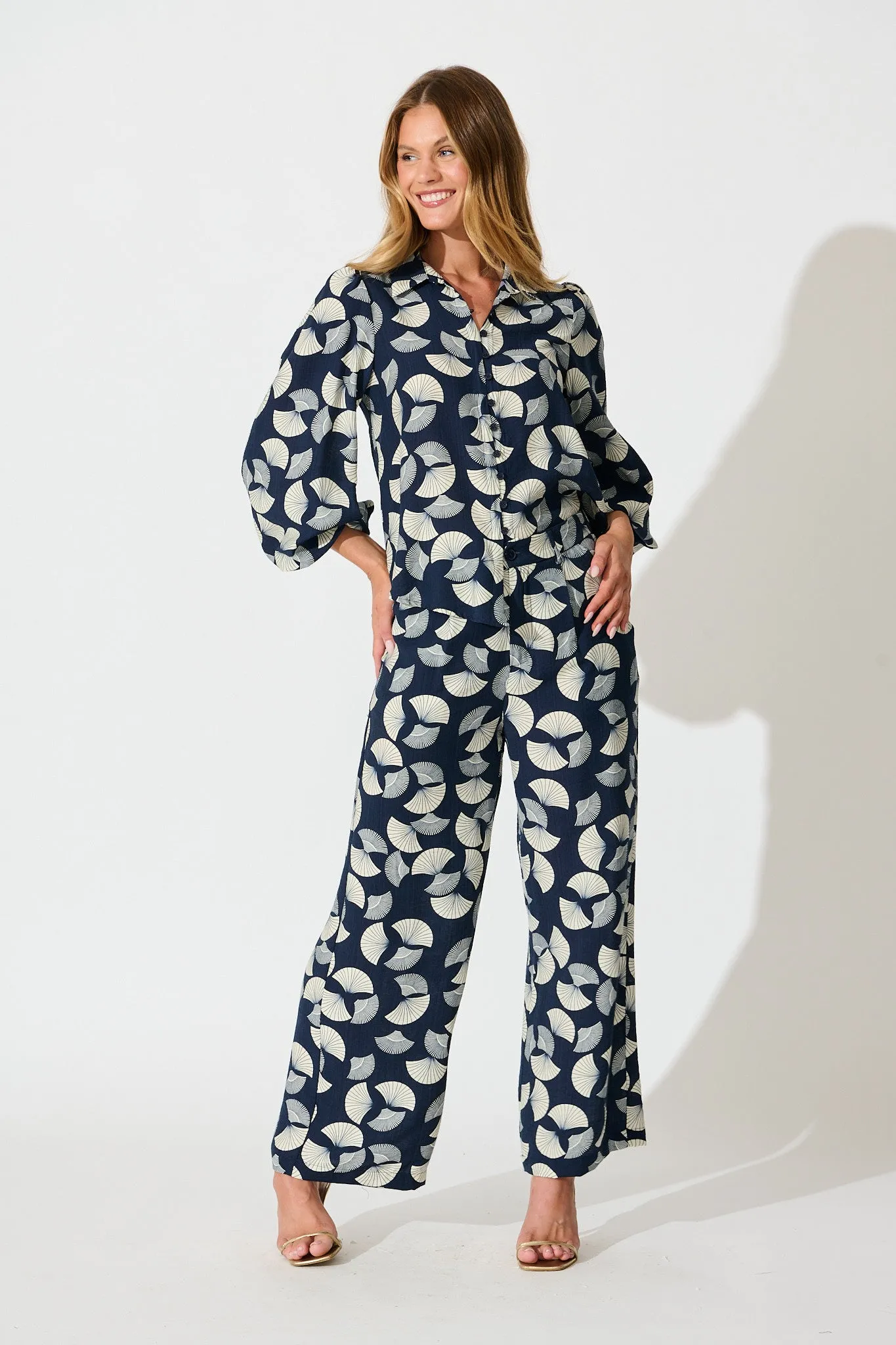 Keegan Shirt in Navy with White Print sold by St Frock product image thumbnail 5